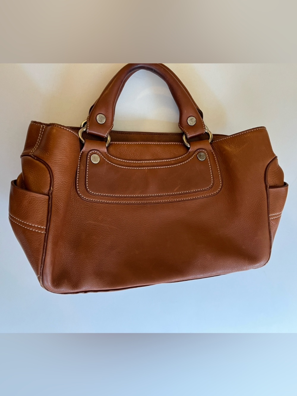 Celine Cognac Leather Handbag with Zip Center Compartment - Picture 2 of 10